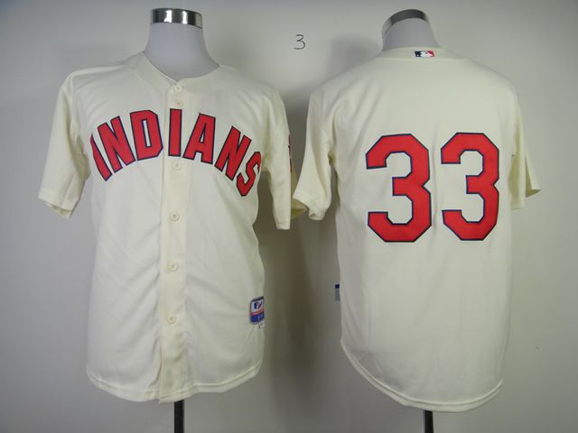 Men Cleveland Indians 33 Swisher Cream MLB Jerseys